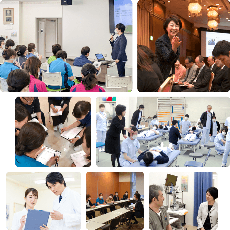 医療現場の接遇研修やコンサルティングシーンのコラージュ
