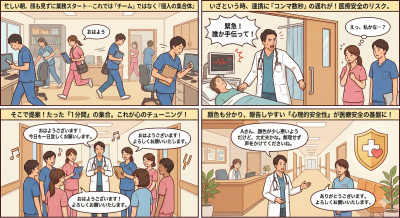 【クリニック経営】長い朝礼は不要。1日1分で「医療安全」と「チーム力」を劇的に変えるハイブリッド朝礼のすすめ